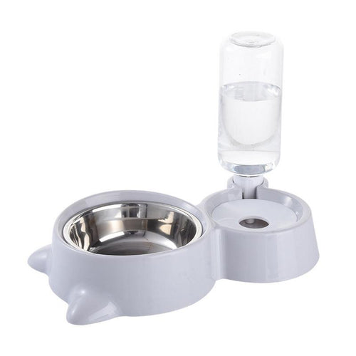 Steel Food Bowl and Automatic Water Dispenser