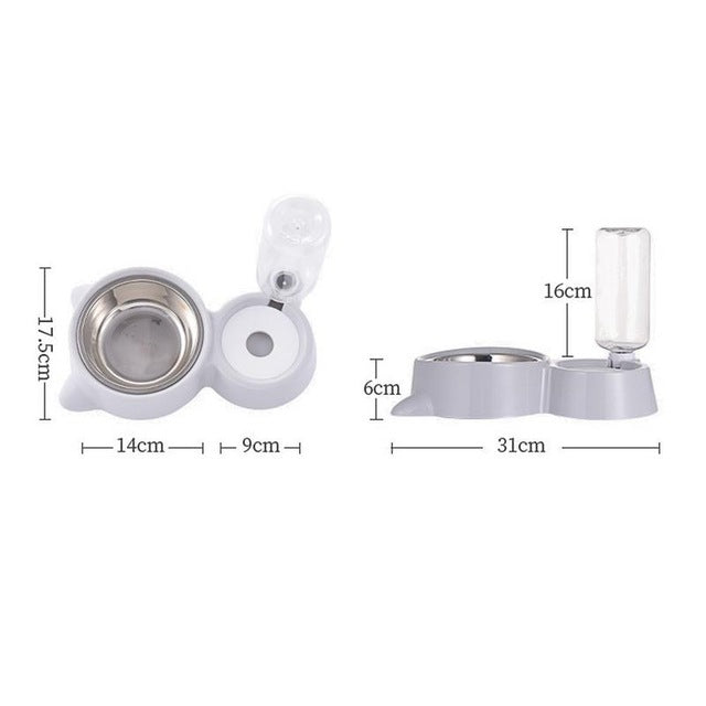 Steel Food Bowl and Automatic Water Dispenser